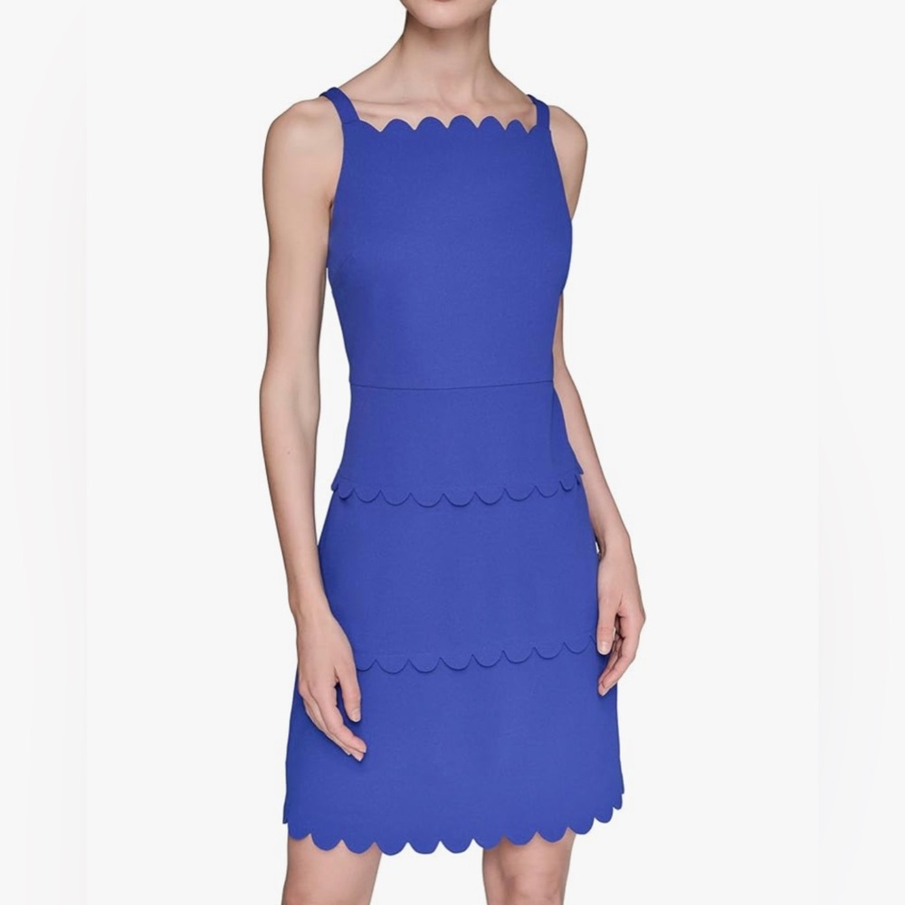 KARL LAGERFELD Women's Sleeveless Square Neck Scuba Crepe Mini Dress